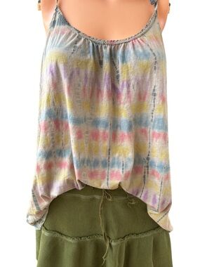 Lucky Brand Tie-Dye Tank Top in Pastel Pink, Blue, Yellow and Green